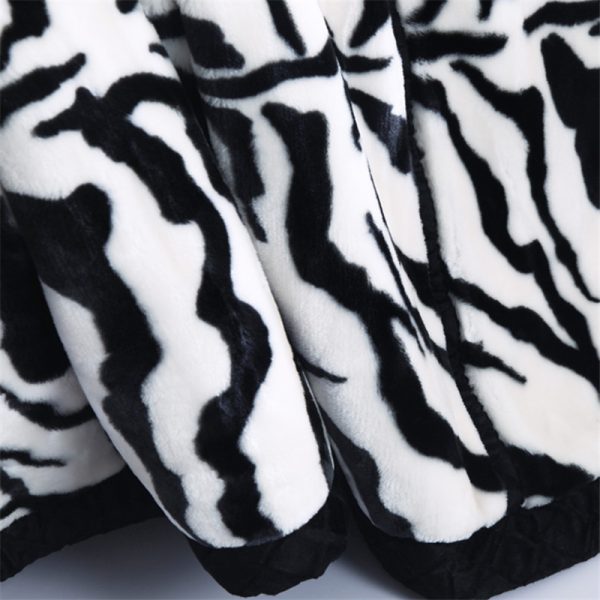 Luxury Quality Thick Raschel Mink Blanket Zebra Skin Pattern Printed Sofa Throw Twin Queen Size Super 1