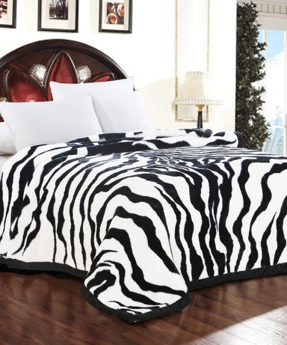 Luxury Quality Thick Raschel Mink Blanket Zebra Skin Pattern Printed Sofa Throw Twin Queen Size Super