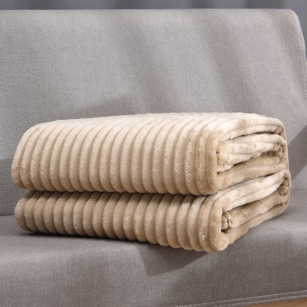 Super Soft Quilted Flannel Blankets For Beds Solid Striped Mink Throw Sofa Cover Bedspread Winter Warm 3