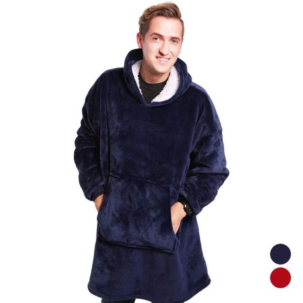 Ultra Plush Blanket Hoodie Soft Warm Indoors Outdoors Flannel Blanket With Sleeve Grey Pink Wine Blue 3