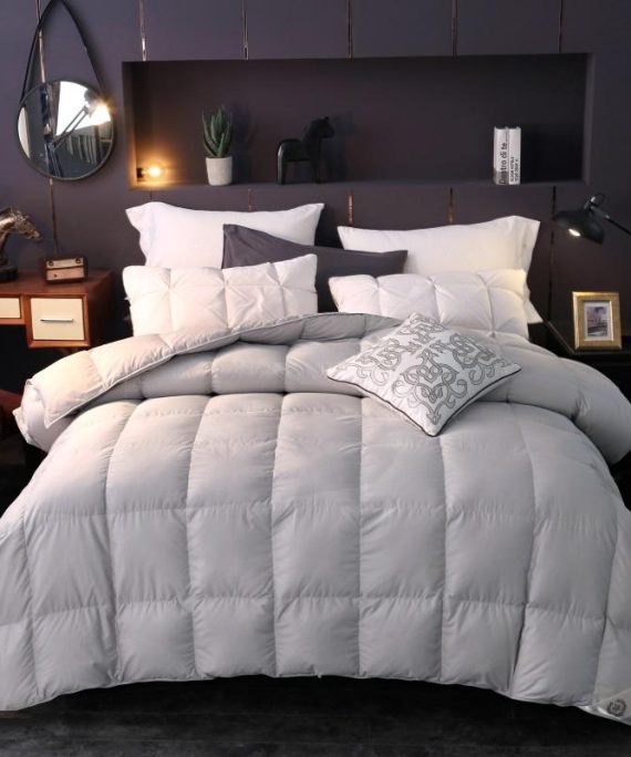 100 Goose Down Comforter White Gray Queen King size Bed set Quilt Duvet cover filler set