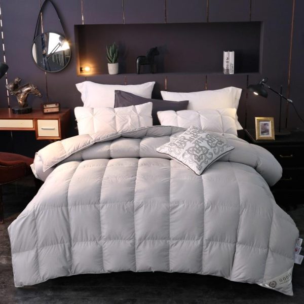 100 Goose Down Comforter White Gray Queen King size Bed set Quilt Duvet cover filler set