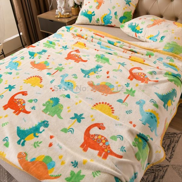 Cartoon Dinosaur Throw Blanket Kids Boy Ancient Animal Flannel Fleece Blanket for Couch Sofa Bedroom Living 1