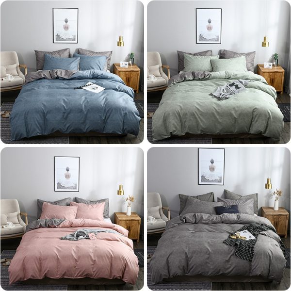 Euro America Plain King Queen Size Bedding Set Twin Full AB Double sided Design Bedding Sets