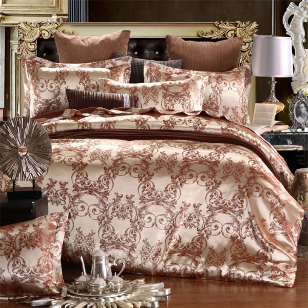 Europe and America Jacquard Luxury Bedding Set Satin Modern Luxury Bedding Sets High End Imitation Silk 2