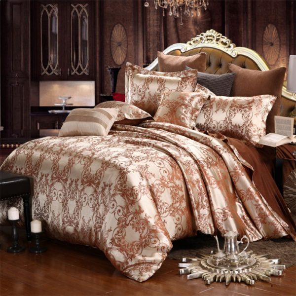 Europe and America Jacquard Luxury Bedding Set Satin Modern Luxury Bedding Sets High End Imitation Silk