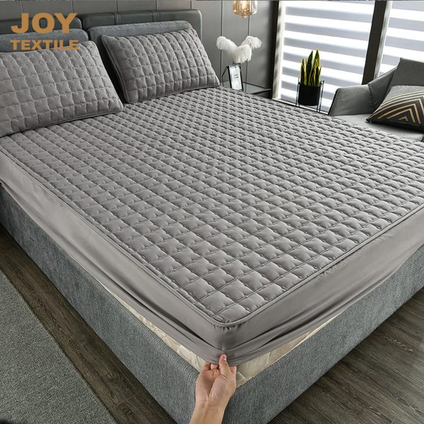 Joy Textile Mattress Cover Modern Washable Plain Bed Covers Breathable Quilted King Mattress Protector with Elastic 5