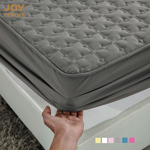 Joy Textile Mattress Cover Modern Washable Plain Bed Covers Breathable Quilted King Mattress Protector with Elastic